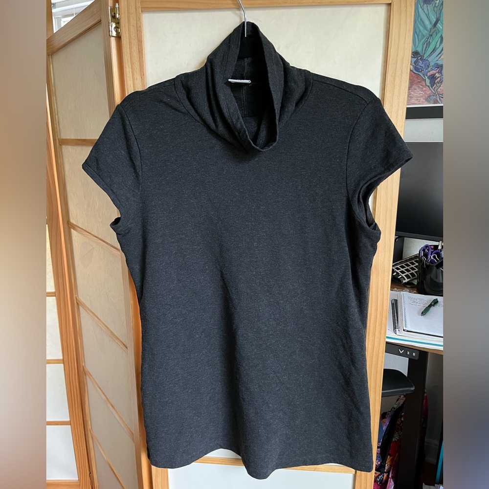 CAbi gray short sleeved turtleneck